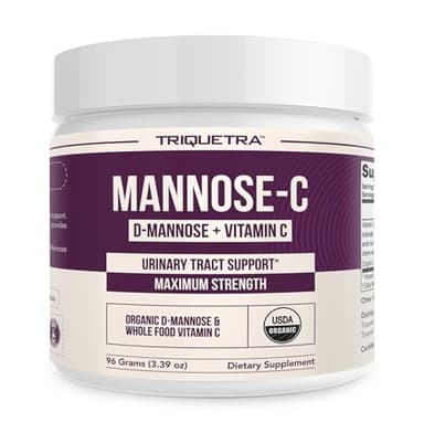 Mannose-C - Organic D Mannose Powder + Whole Food Vitamin C, Natural UTI Support Supplement to Flush & Cleanse Urinary Tract, Certified Organic Urinary Health for Women, Vegan, Non-GMO (60 Servings)