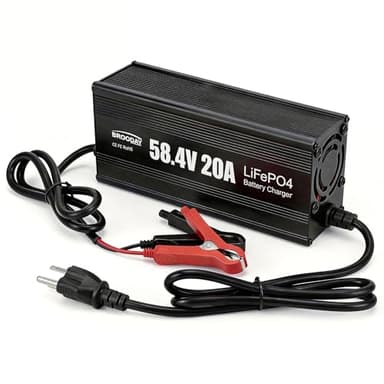 48V 20A LiFePO4 Battery Charger, 58.4V Lithium Battery Charger, Fast Charging, Over-Current and Over-Voltage Protection for 48V Lithium Iron Phosphate Batteries