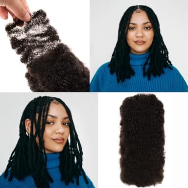 Linkmai Afro Kinkys Bulk Human Hair for Dreadlock Extensions, Locs Repair Braiding – 100% Pure Human Hair, 8 Inch, 30g/1OZ, Natural Black, Loc Fix, Bulking Dreadlock Extensions & Twisting Knot