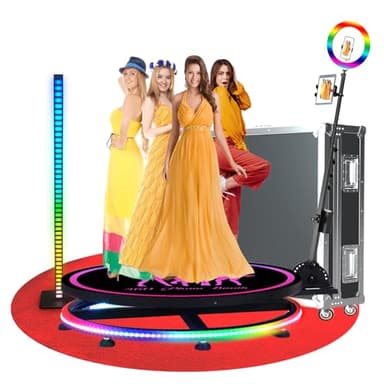 Kricikr 360 Photo Booth Machine for Parties,360 Camera Booth with Flight Case,Battery Pack,APP,Custom Magnetic Logo,etc Deluxe Suit,Control by Remote or APP, Flight Case(40 in)