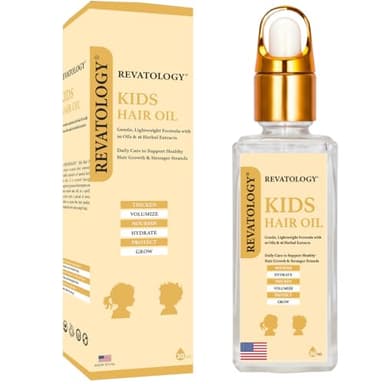 REVATOLOGY Kids & Baby Hair Growth Product High Potency Scalp & Hair Oil (Made in USA) 26 Cold-Pressed Botanicals for all Ages and Hair types -Thin, Curly, Thick Hair | Cruelty & Chemical Free