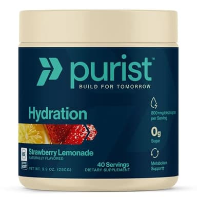 Purist Electrolyte Powder | Water Hydration with 800mg Electrolytes Sugar Free Stevia Drink Mix | Zero Artificial Ingredients | NSF Sport Certified | Supports Muscle Recovery