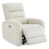 Watson & Whitely Swivel Power Recliner Glider Rocker, Small Recliner with USB Port for Living Room, Fabric in Linen