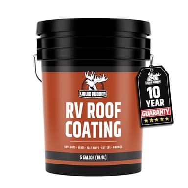 Liquid Rubber RV Roof Sealant- Professional-Grade Solar Reflective Flexible Waterproof Membrane Coating for EPDM, TPO, Fiberglass & Aluminum Camper & Travel Trailers- Brilliant White, 5 Gallon
