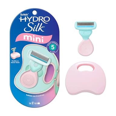Schick Hydro Silk Mini Razor for Women | Womens Razors for Shaving, Travel Size Toiletries, 5-Blade Travel Razor, Includes 1 Mini Handle, 1 Refill & 1 Case