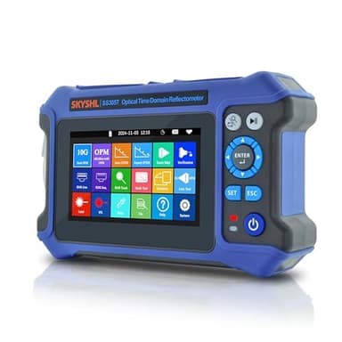 SKYSHL 1310nm/28dB+1550nm/26dB SM OTDR Testing and OPM+10G OPM+OLS+VFL+Event Map+Optical Loss Tester+Multi-Fiber Testing+RJ45 Cable Test Fiber Tester Compatible with APC&UPC SC+FC+ST+LC-SS305T-2A1