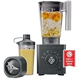 Chefman Obliterator 48 oz Countertop Blender for Smoothies, 1380W Motor to Crush Ice, Nuts, and Frozen Fruit with Stainless Steel Blade, Auto Blend Function, Includes 20 oz Travel Jar - Midnight