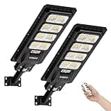 2PACK Solar Street Lights Outdoor Lamp 20000 lumens with Remote Control,Dusk to Dawn Motion Sensor,IP65 Waterproof Solar Powered Outdoor Lamp for Parking Lots,Yard,Barn Basketball Court