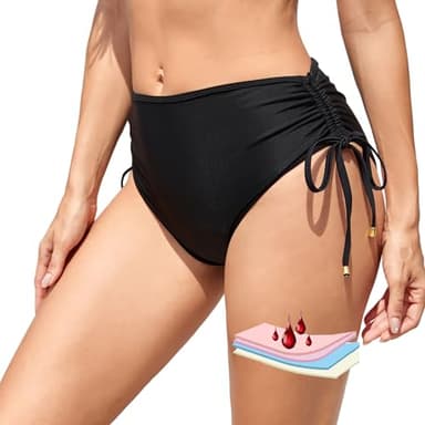 SherryDC Women Period Swimwear High Waisted Menstrual Bikini Bottoms Leakproof Swim Bottoms for Teens, Girls