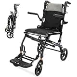 Wheelchairs for Adults,Utral-Lightweight Transport Chair, Foldable and PortableTravel Wheelchair with Telescopic Handle,Portable Folding Transfer Wheelchairs for Seniors(Grey)