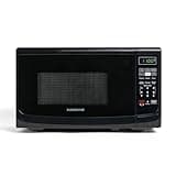 Farberware Countertop Microwave 700 Watts, 0.7 Cu. Ft. - Microwave Oven With LED Lighting and Child Lock - Perfect for Apartments and Dorms - Easy Clean Grey Interior, Retro Black