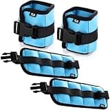 Hollowfly 2 Pairs Ankle Wrist Weights for Dry Land or Aquatic Exercise Aqua Cuffs Aqua Aerobics Fitness Bands for Ankle and Wrist Adjustable Weights for Swimming Pool Workout Equipment 1lb Each