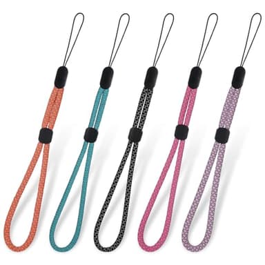 Alrhso Adjustable Wrist Lanyards 5 Pcs Nylon Lanyard Short Hand Wrist Strap for Phone Cases Camera Keychain USB (Multicolor)