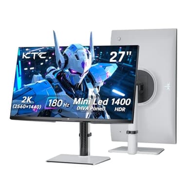 KTC 27 Inch Mini LED Gaming Monitor - 1440P Monitor 2K, HDR1400, 180Hz, Adaptive Sync, 148% sRGB, HDMI 2.0 x 2, DisplayPort 1.4 x 1, Monitors Gamer with Height Angles Adjustable