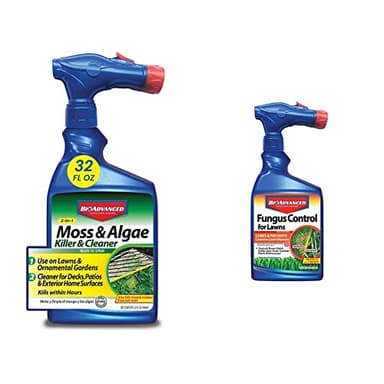 BioAdvanced 2-in-1 Moss and Algae Killer and Cleaner, Ready-to-Spray, 32 oz with BioAdvanced Fungus Control for Lawns, Ready-to-Spray, 32 oz