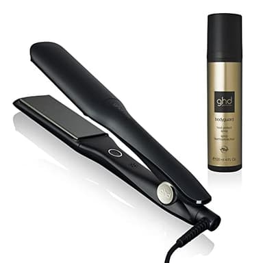 ghd Max Styler Essentials Duo ― Max Flat Iron Hair Straightener (Black) with Bodyguard Heat Protection Spray for Hair (4 fl. oz.)