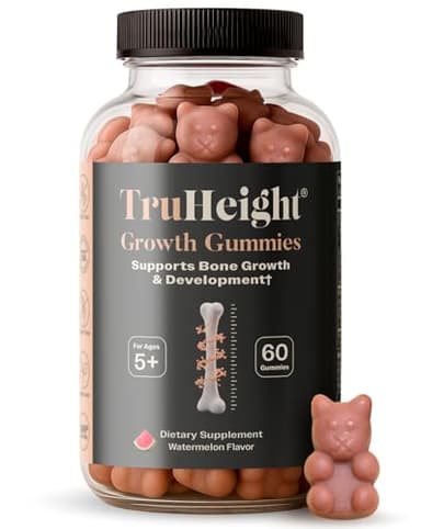 TruHeight Growth Gummies (Watermelon) Tall Nutrition for Natural Growth Supplement for Kids & Teens - Vitamin D, K, Calcium & Ashwagandha, Bone Strength Vitamins D3 K2, Picky Eater, Taller Ages 5+