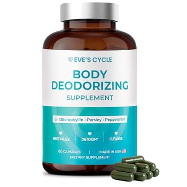 Body Deodorizing Supplement – Natural Internal Deodorant Chlorophyll Capsules with Parsley & Peppermint – 60 Vegan 500mg+ Pills – Bad Breath Treatment for Adults & Cleanse Support, Made in USA