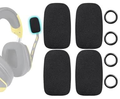 SOULWIT 4Pcs Protective Microphone Foam Cover Pop Filter for Corsair Void Series, HS35/HS55/HS60/HS65/HS70/HS80/Virtuoso Series Headphones, Mic Cover WindScreen with High-Density Foam - Black