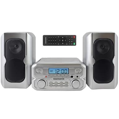 Magnavox MM435M2-SL 3-Piece Compact CD Shelf System with Digital FM Stereo Radio, Bluetooth Wireless Technology, and Remote Control in Silver | LCD Display | AUX Port Compatible | 2024 Version |