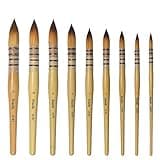 Watercolor Brushes Professional Set,Biaelk 16RT 9PCS Mop Acrylic Paint Brushes, Taklon Hair Large Round Pointed Tip Wooden Handle Size12345681012 for Watercolor,Wash,Gouache,Face Painting