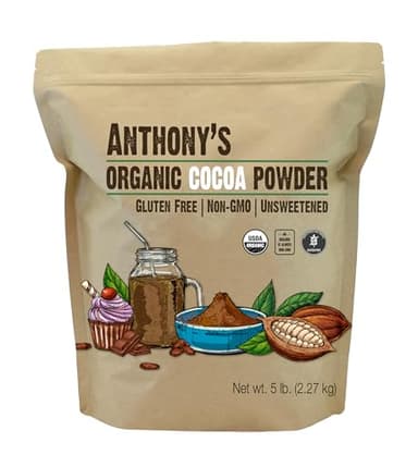 Anthony's Organic Cocoa Powder, 5 lb, Unsweetened, Gluten Free, Non GMO