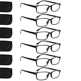 Kerecsen 6-Pack Reading Glasses Blue Light Blocking,Spring Hinge Readers for Men Women,Computer Eyeglasses (6 Black, 1.5, multiplier_x)