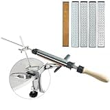 Knife Sharpeners Kit System With 4 Whetstones, 360 ° Rotation Flip Design Solid Angle, Fixed-Angle Knife Sharpening System, Knife Sharpener Blades Fine Grinding Polishing Tool (SET A)