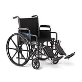 Medline Comfortable Folding Wheelchair with Swing-Back, Desk-Length Arms and Elevating Footrests, 20”W x 16”D Seat