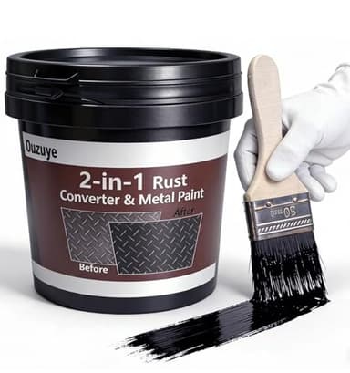 2 in 1 Rust Converter & Metal Primer, 35 oz Black Rust Reformer Paint for Metal, Ultra Rust Encapsulator & Inhibitor, Heat Resistance Rust Neutralizer & Conversion for Trailer, Truck Frame, Car Chassis