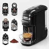 HiBREW H2B 5-in-1 Pod Coffee Maker - Compatible With 4 Coffee Capsule as Well as Espresso Powder, Makes Iced Coffee, Espresso, Cappuccino, Long Black. Hotel Kitchen Coffee Machine