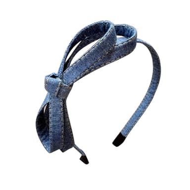 JHJEWH Blue Denim Headbands for Women,Skinny Bowknot Thin Headbands,Bowknot Hair Hoop Non-Slip Head Band Hair Accessories for Women