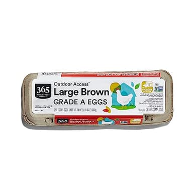 365 by Whole Foods Market, Outdoor Access, Non-GMO, Large Brown Grade A Eggs, 12 Count (1 Dozen)