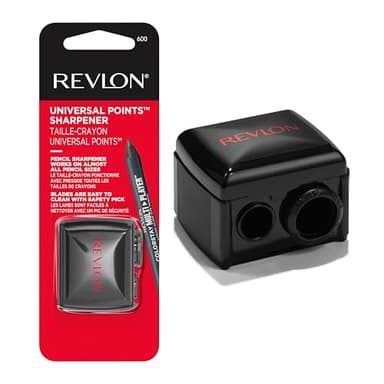 Revlon Universal Points Sharpener for Wooden & Plastic Makeup Pencils, Fits Small to Large Sizes, Easy to Clean, 1 Count