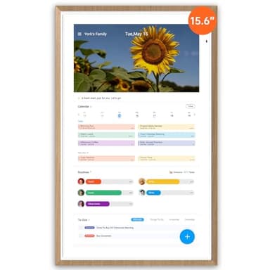 ApoloSign 15.6-inch Digital Calendar: Dual Mode Calendars with Google Play & Multi-calendar Sync, Electronic Planner & Chore Chart, Smart Touchscreen, Interactive Display for Family Schedules (Teak, 15.6")
