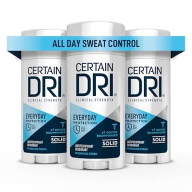 Certain Dri Everyday Strength Clinical Antiperspirant - 72-Hour Sweat Protection for Hyperhidrosis - Doctor-Recommended - Travel-Friendly - Fresh Scent - 2.6 oz (Pack of 3)