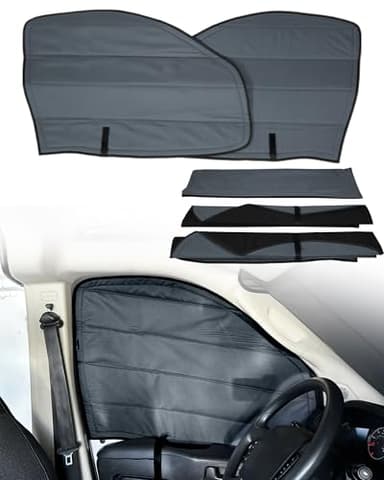 Vanhoxcci Insulated Blackout Van Window Covers Fit for RAM Promaster 1500 2500 3500 2014-2025, Magnetic Van Front Door Side Window Shades (Pair) - Gray