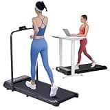 Treadmill with Handles, Folding Foldable Electric Treadmills for Home Small, 3.0HP Walking Pad Treadmills with Handle Bar, 3 in 1 Under Desk Treadmill with Remote Control, LED Display, 300LBS Capacity