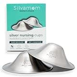 Silvamom Silver Nursing Cups - Reusable 925 Silver Nursing Covers for Sore Nipples, Postpartum Mom Breastfeeding Essentials, Soothes & Protects - X Large