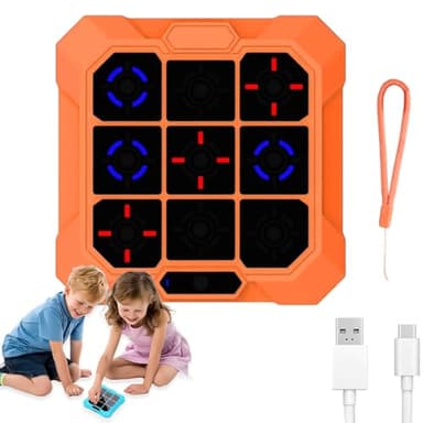 LAISANIM Handheld Game Console, Pocket Sized Electronic Game Device with 6 Classic Games Including Toe and Sudoku for Kids Teens and Adults, Educational Toy for Logic Thinking and Memory (Orange)