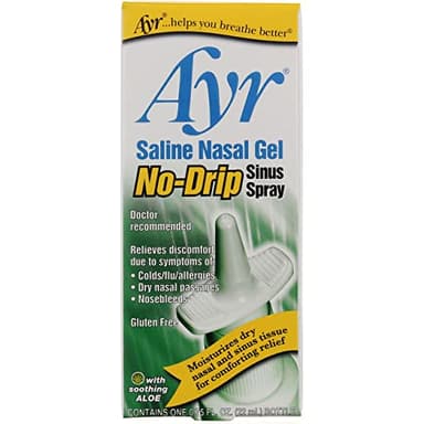Ayr Saline Nasal Gel No-Drip Sinus Spray with Aloe – Moisturizing Saline Relief (0.75 fl oz) - Pack of 5