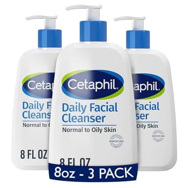 Cetaphil Face Wash, Daily Facial Cleanser for Sensitive, Combination to Oily Skin, 8 oz, Pack of 3, Gentle Foaming, Soap Free, Hypoallergenic