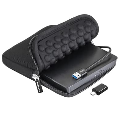 ROOFULL External CD DVD Drive for Laptop with Carrying Case, USB 3.0 Type-C DVD Player CD Disc Reader Writer Burner Portable for Windows 11/10/7 Computer Mac MacBook Linux PC, ECD819-SU3