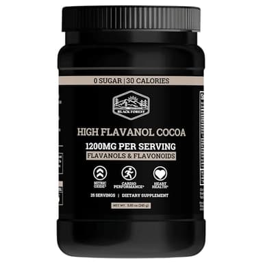 Black Forest High Flavanol Cocoa Powder (1200mg Flavanols & Flavonoids Supplements)10X More Flavanols (Epicatechin) Than Cocoa & 600mg of Epicatechin Supplement for Heart Health, Nitric Oxide & Energy