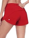 HeyNuts Focus Running Shorts for Women, Mid Waisted Athletic Shorts with Liner Workout Shorts with Zipper Pocket 4'' True Red S(4/6)