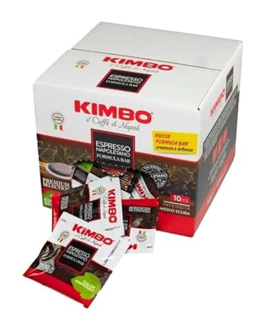 Kimbo Napoli Espresso ESE Compostable Coffee Pods | Medium Roast with Almond & Cocoa Flavor | 10/13 Intensity | 100 Count