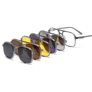 Chakralux Magnetic 5Pcs Clip-On Sunglasses Set for Men and Women – Polarized UV Protection Eyewear & Magnetic Eyeglasses Frames for Night Driving & Everyday Comfort & Fishing