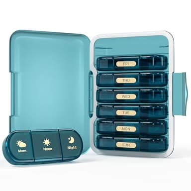 Codcaw Weekly Pill Organizer 3X a Day, 7 Day Pill Box 3 Times, Portable for Travel Pill Case for Pills/Vitamin/Fish Oil/Medication/Supplements (3x7 Blue)