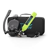 CHIKADIV 0.5l Mini Scuba Tank with Full Face Snorkel Mask, DOT Certified Portable Diving Cylinder Supports Breath with Nose and Mouth, with Diving Camera Mount Anti-Leak and Anti-Fog A Green