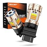 SEALIGHT 3157 LED Bulb Switchback Dual Color, 3156 LED Light With Turbo Fan, 30W 3200LM Amber For Turn Signal Blinker,White For Daytime Running Light, Anti Hyper Flash, Pack of 2